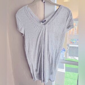 H by Bordeaux double-sided V neck T shirt, Light Heather Gray, M